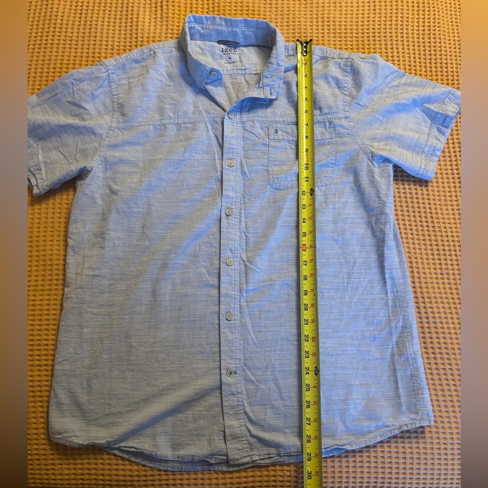 IZOD Dockside Short Sleeve Chambray 100% Cotton Men’s XL Button Down Shirt | EUC - Picture 9 of 16